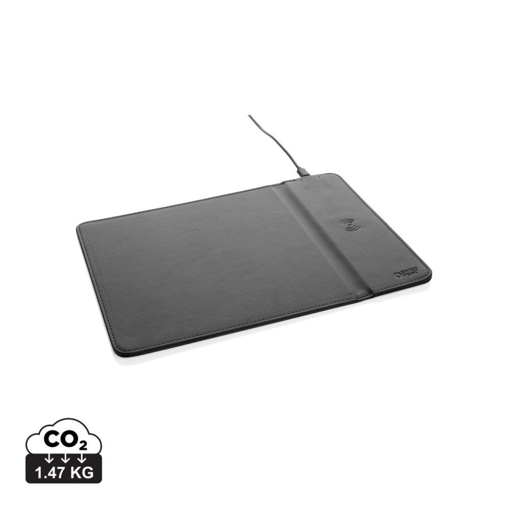 Swiss Peak RCS recycled PU mouse pad with 10 W wireless charging with your logo