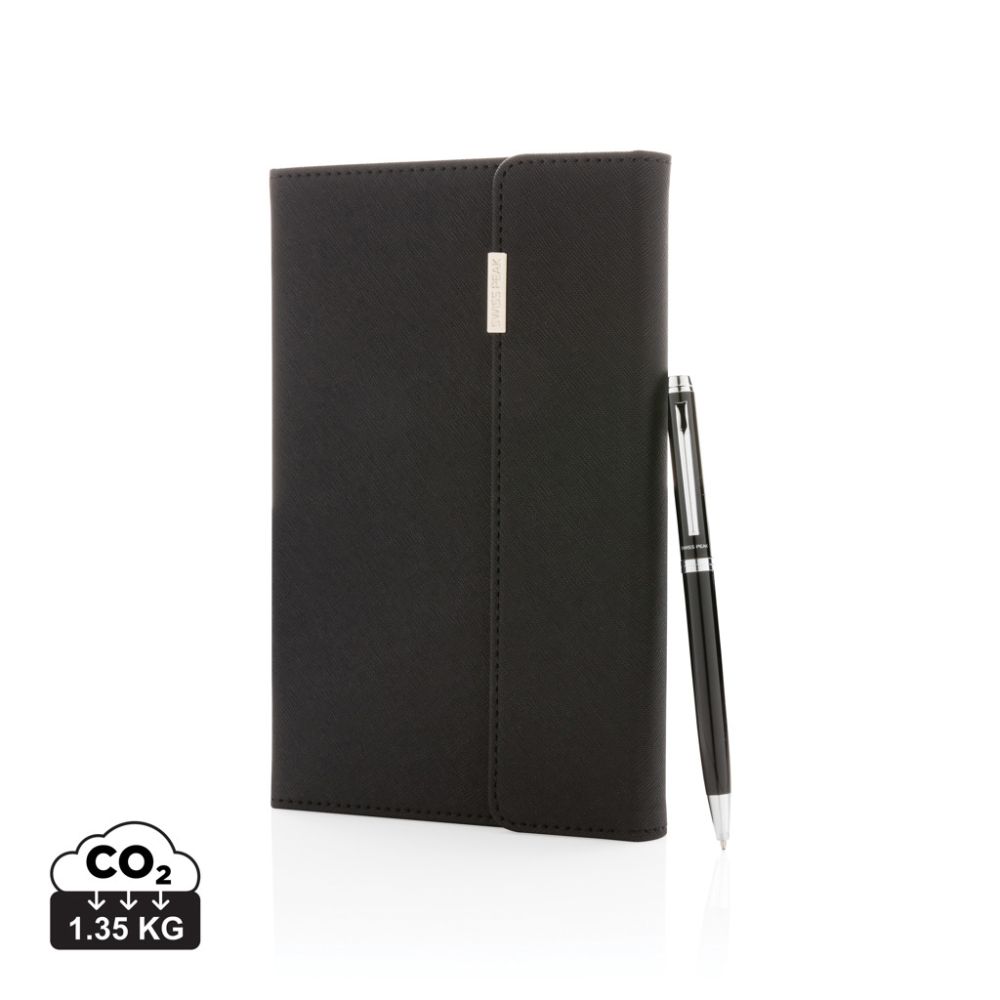 A5 notebook and pen set Swiss Peak deluxe with PU cover and your logo
