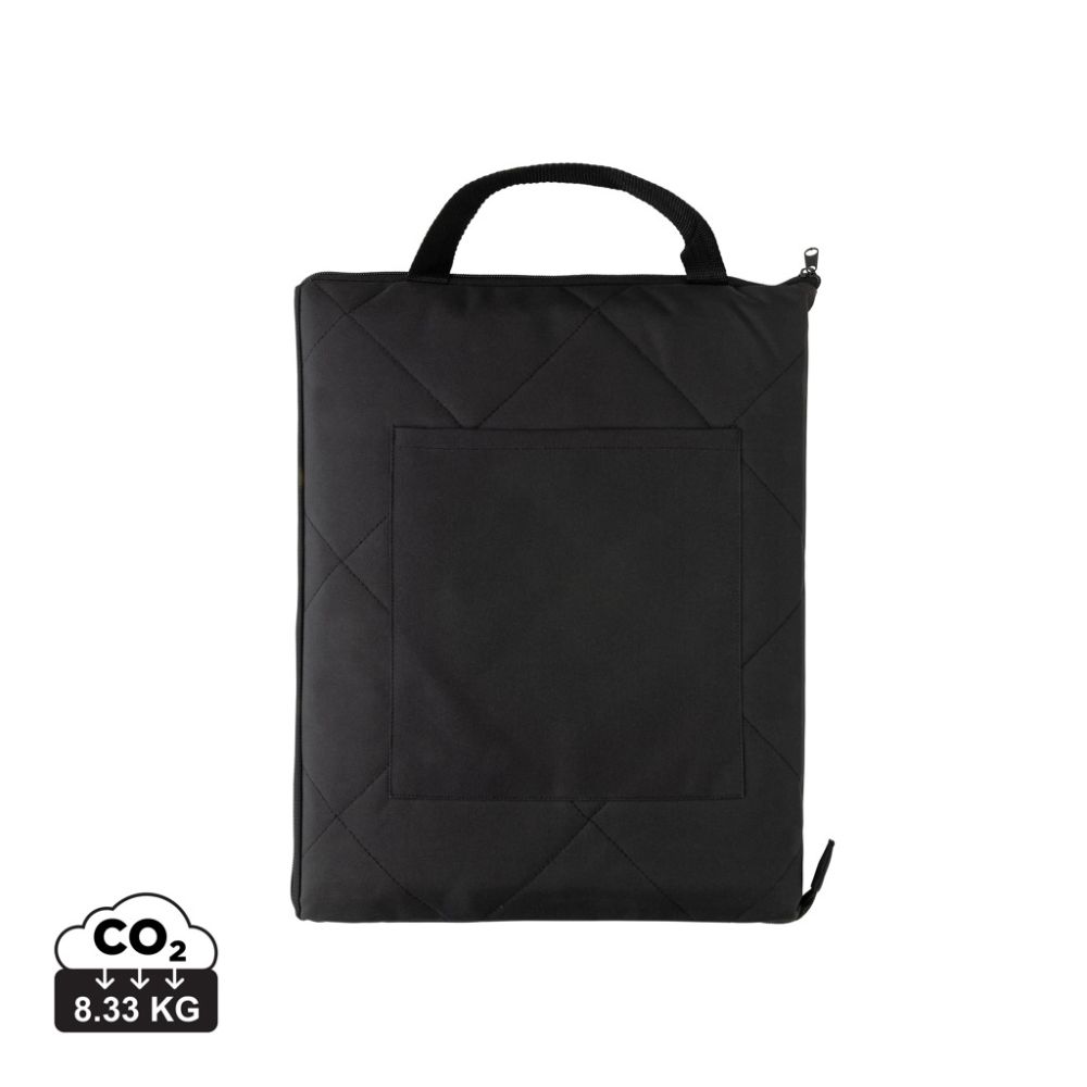 Impact Aware™ RPET foldable quilted picnic blanket with front pocket and your logo