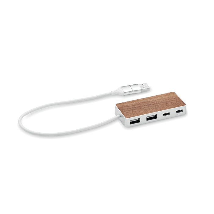 USB centrmezgls UBAH no pārstrādāta alumīnija ar jūsu logo