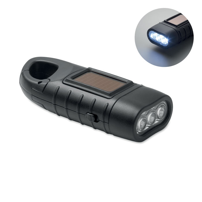 Solar torch SLUZ with dynamo crank, 3 LEDs, with your logo