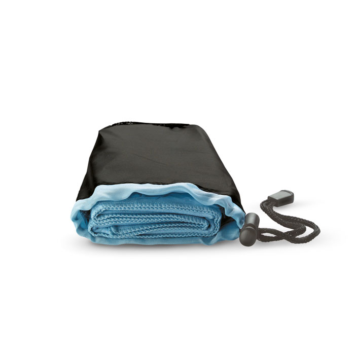 DRYE sports towel in nylon pouch, lightweight 80 × 40 cm, with your logo