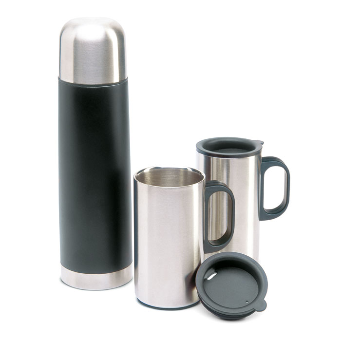 ISOSET vacuum flask with 2 mugs, 500 ml, with your logo