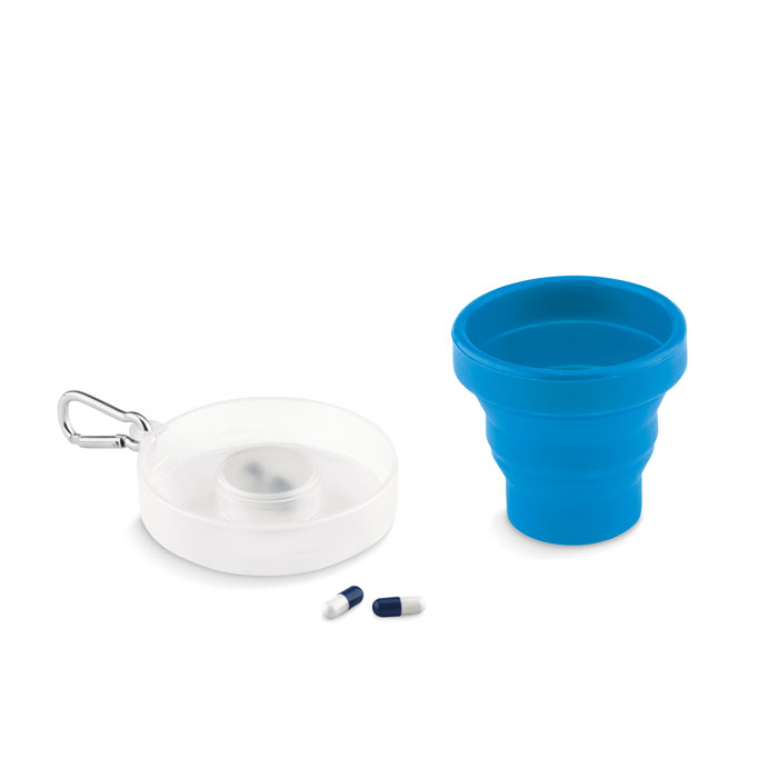 CUP PILL foldable silicone cup with pill compartment and your logo