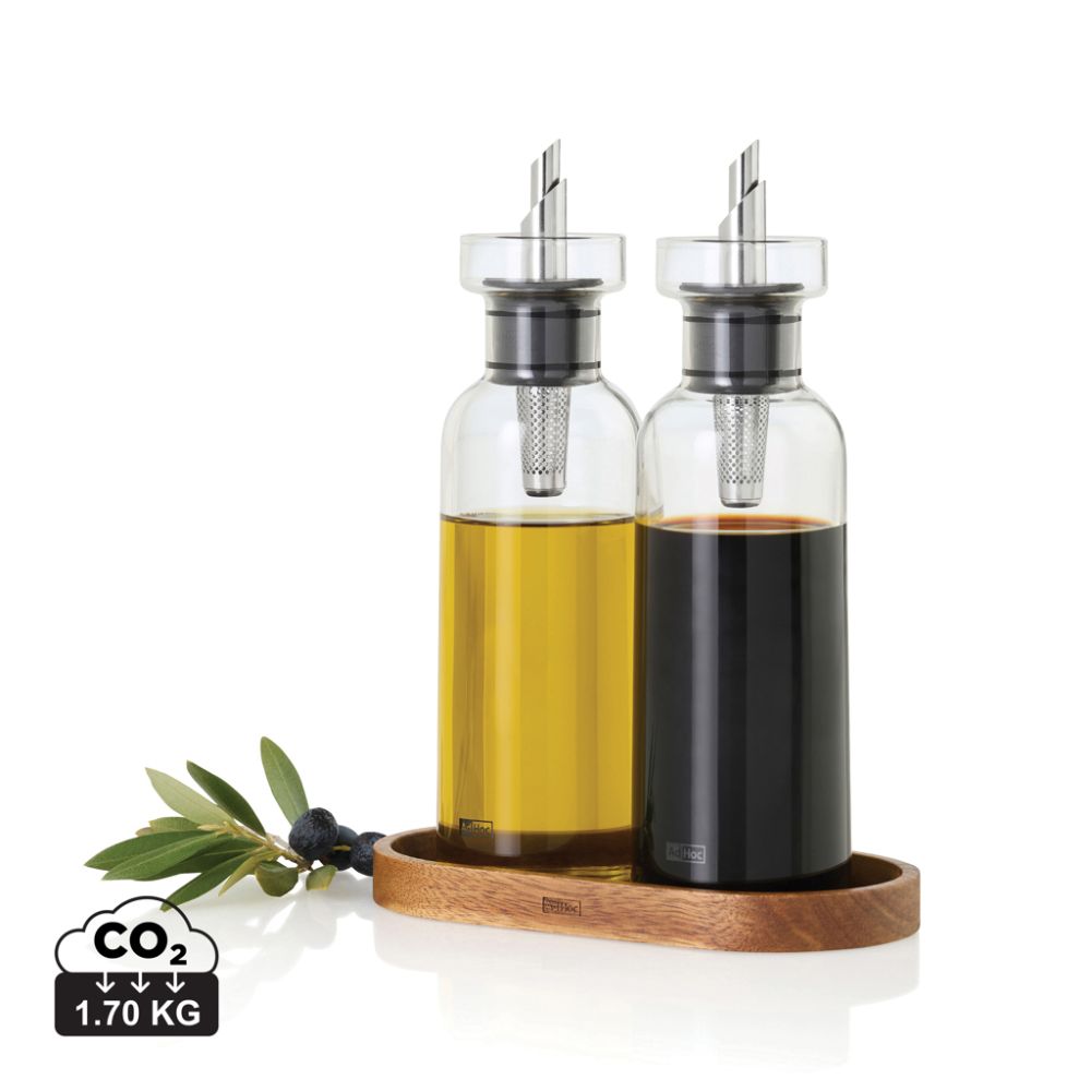 Eļļas un etiķa pudeļu komplekts AdHoc Menage AromaPour no borosilikāta stikla ar jūsu logo