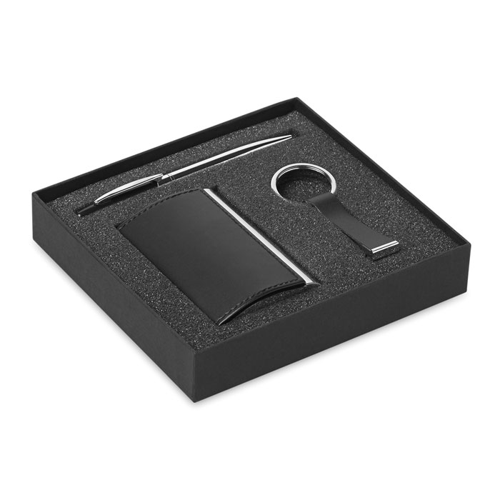Business gift set KADEAU with pen, keyring and card holder with your logo