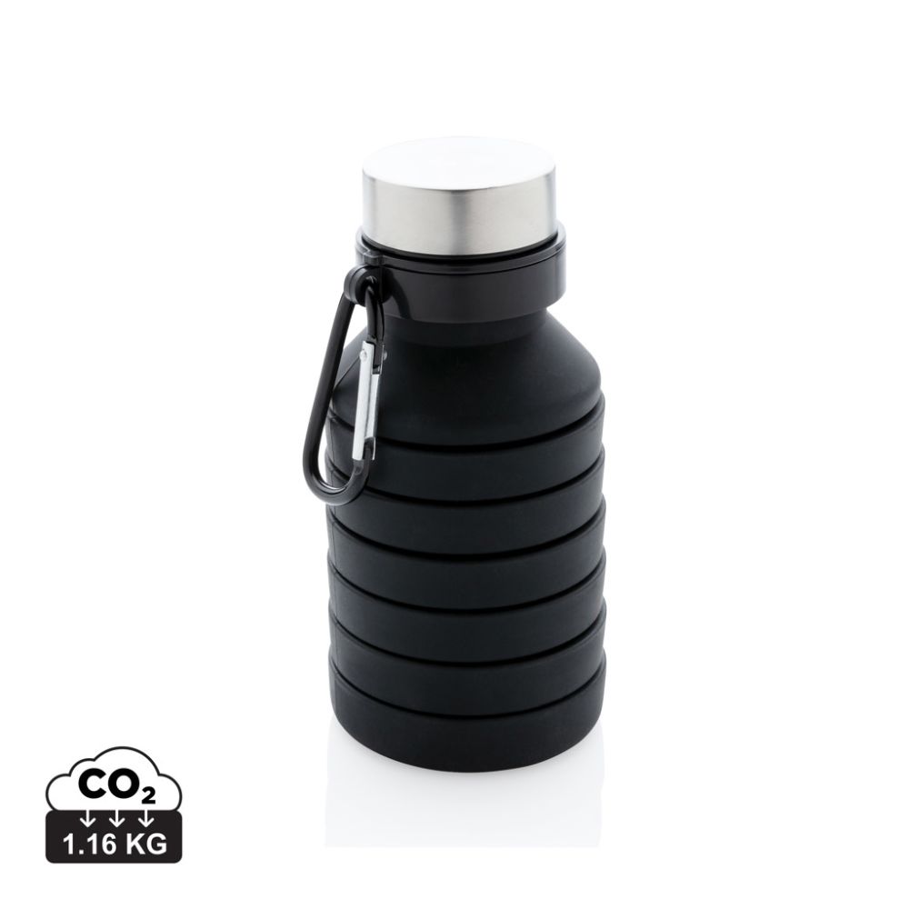Saliekama silikona pudele 550 ml, noturīga pret izplūšanu, ar jūsu logo