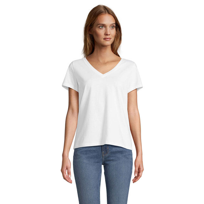 Women's V-neck T-shirt REGENT V WOMEN in ringspun cotton with your print