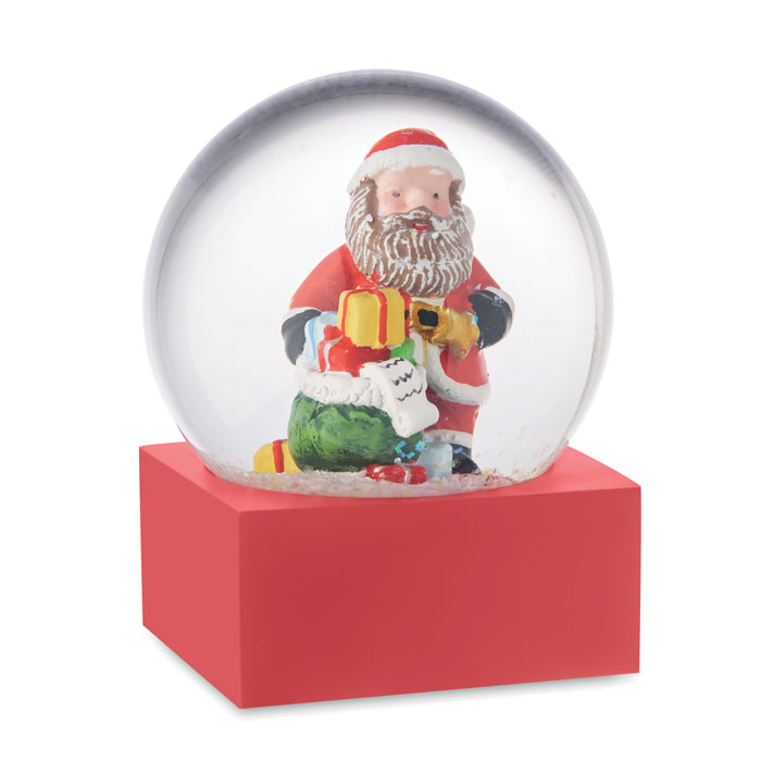Glass snow globe SANTISIMO with polyresin base with your logo
