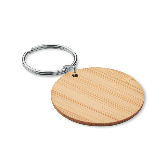 Round bamboo key ring ROUNDBOO, flat and light, with your logo
