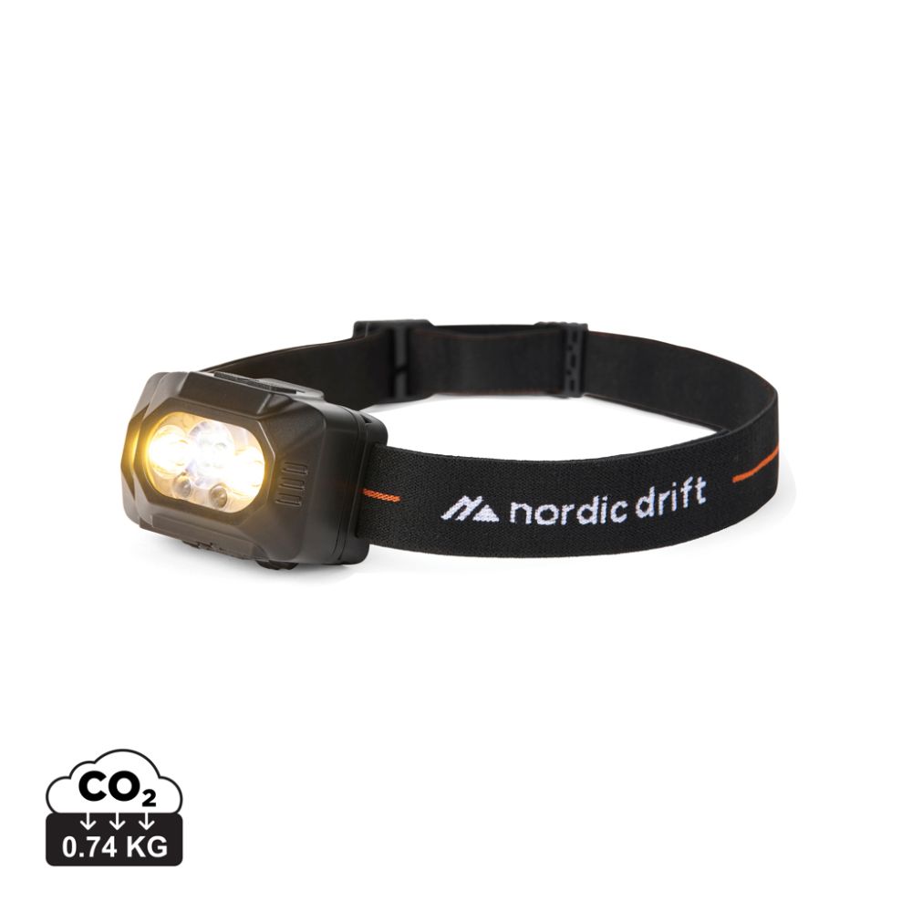 Headtorch Nordic Drift Everest with dual battery system and motion sensor, with your logo
