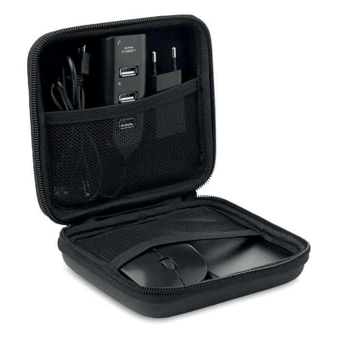 Computer accessories set POWERSET with wireless mouse and power bank, with your logo
