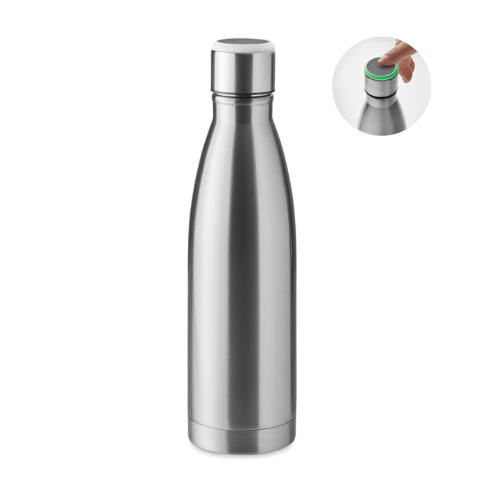 Double wall bottle DEREO 500 ml with hydration reminder and your logo