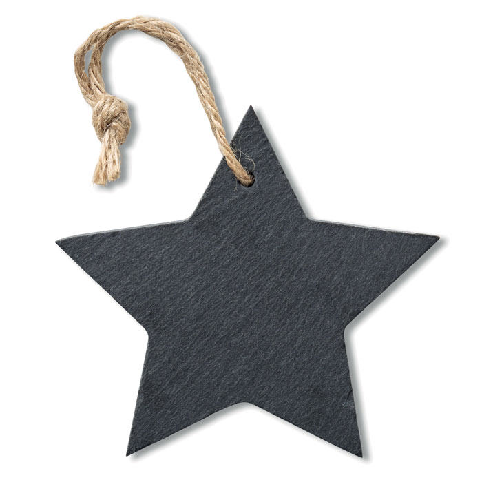 Slate Christmas hanger SLATESTAR star-shaped with cord, with your logo