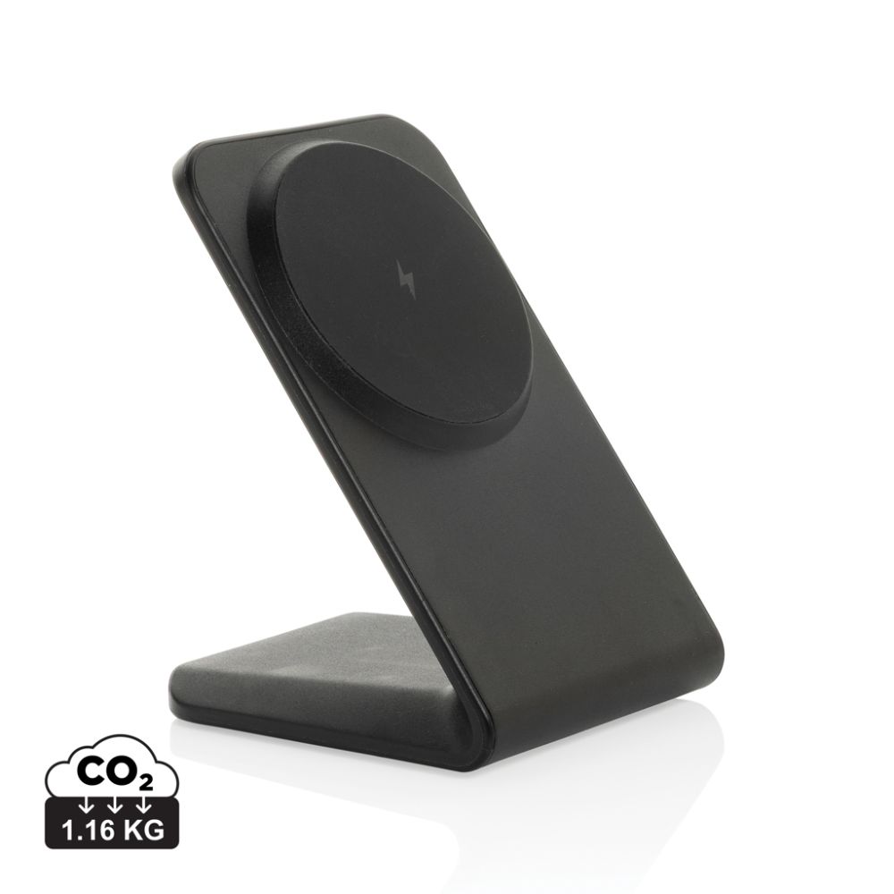 VoltPerch magnetic wireless charger stand, 15 W, recycled ABS, with your logo