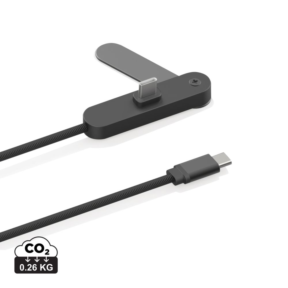 USB-C kabelis Aluvia 65W ar regulējamu telefona statīvu ar jūsu logo