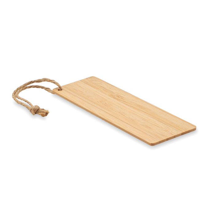 Bamboo bookmark KUMAKU with jute cord, reusable, with your logo