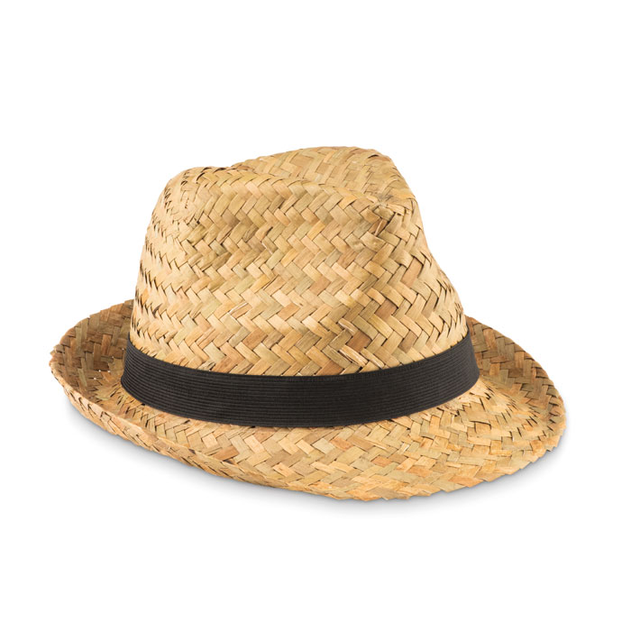 Straw hat MONTEVIDEO with polyester band for printing, with your logo