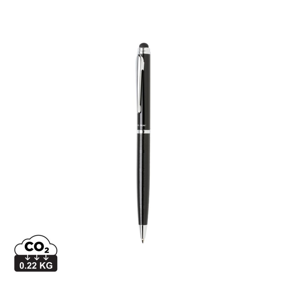 Swiss Peak Deluxe stylus pen, metal ballpoint with lined barrel, with your logo