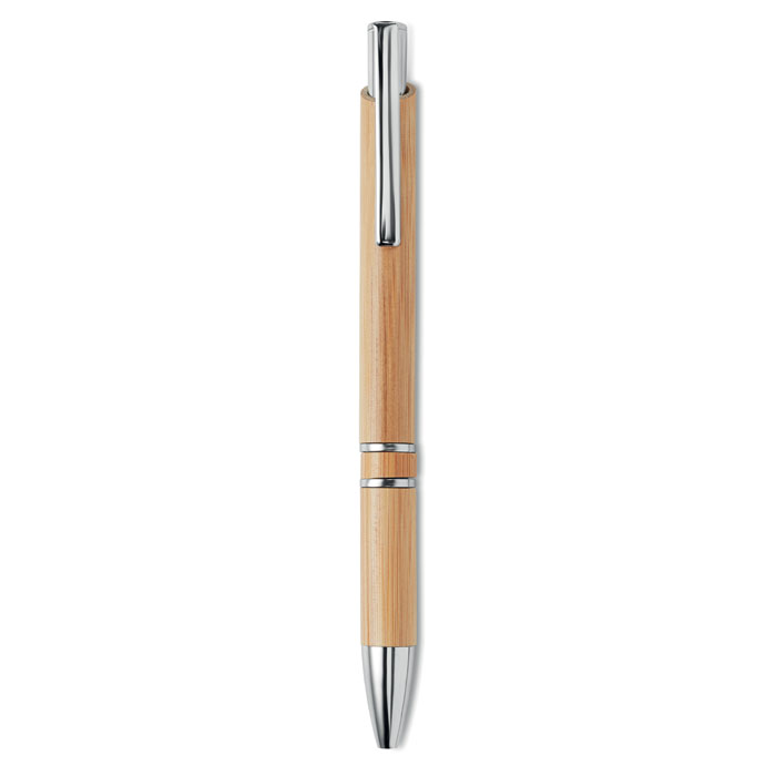 Bamboo push button pen BERN BAMBOO with aluminium fittings with your logo
