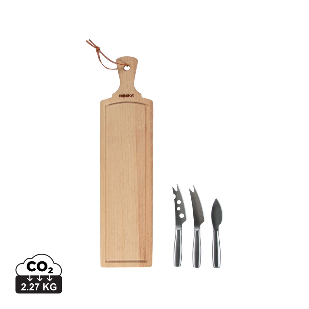 Cheese set BOSKA Cheese Set Amigo with beech board and three knives, with your logo