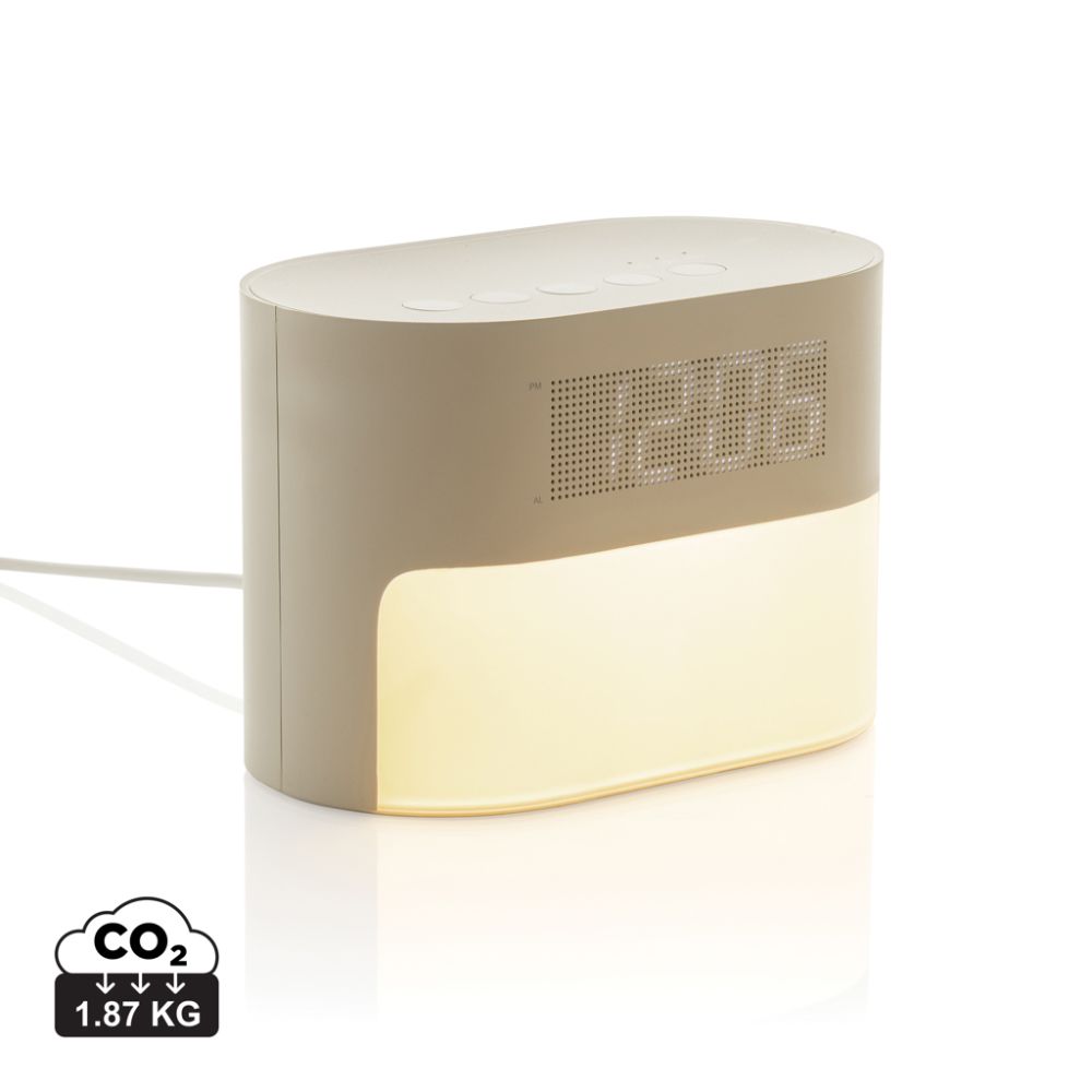 LumaRise sunrise alarm clock with white noise, RCS recycled plastic, with your logo