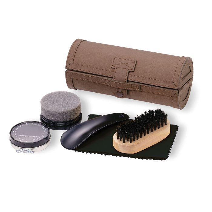 Shoe polish kit GENTLEMAN in a round gift box with your logo