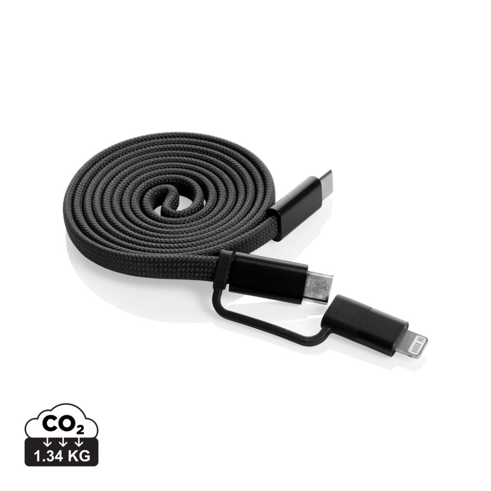 Magnētiskais kabelis Arc 2 in 1 ar 60 W jaudu no pārstrādātiem materiāliem ar jūsu logo