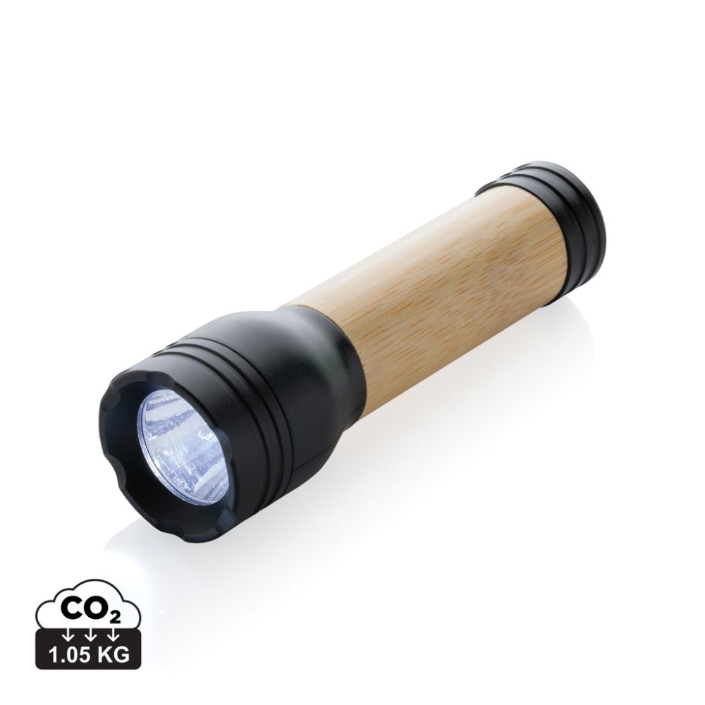Torch Lucid 1W made of recycled ABS and bamboo, USB rechargeable, with your logo