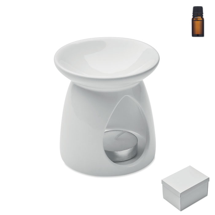 Keramikas aromlampas komplekts SAGRADA ar vaniļas eļļu ar jūsu logo