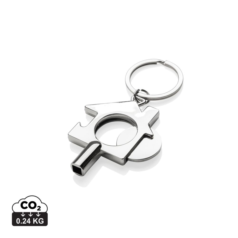 3 in 1 keyring from RCS recycled zinc alloy with bottle opener with your logo