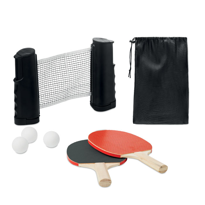 Galda tenisa komplekts PING PONG ar izvelkamu tīklu ar jūsu logo