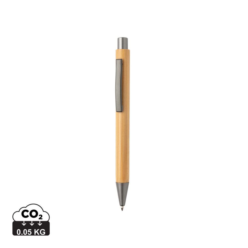 Bamboo click pen Slim design with blue Dokumental® ink and your logo