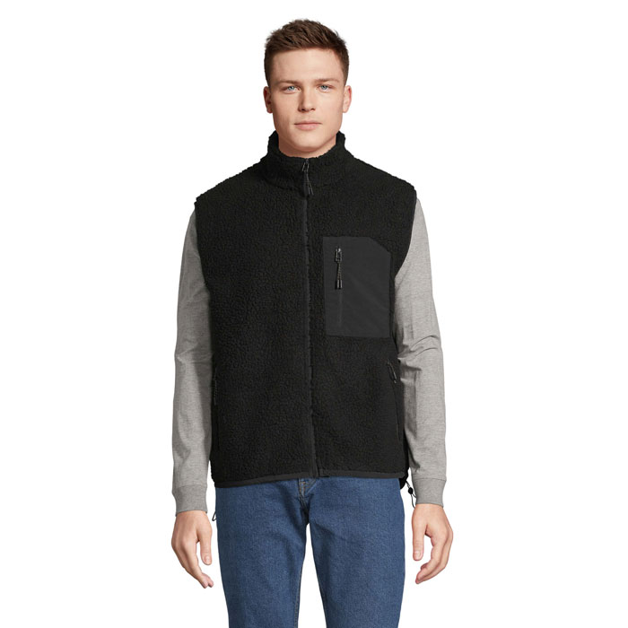 Unisex šerpa veste FURY BW no pārstrādāta poliestera ar jūsu apdruku
