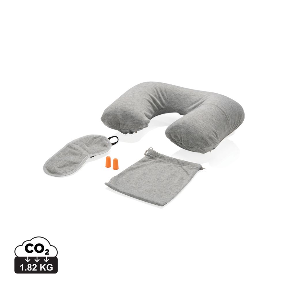 Ceļojumu komplekts Comfort ar piepūšamo spilvenu un acu masku ar jūsu logo