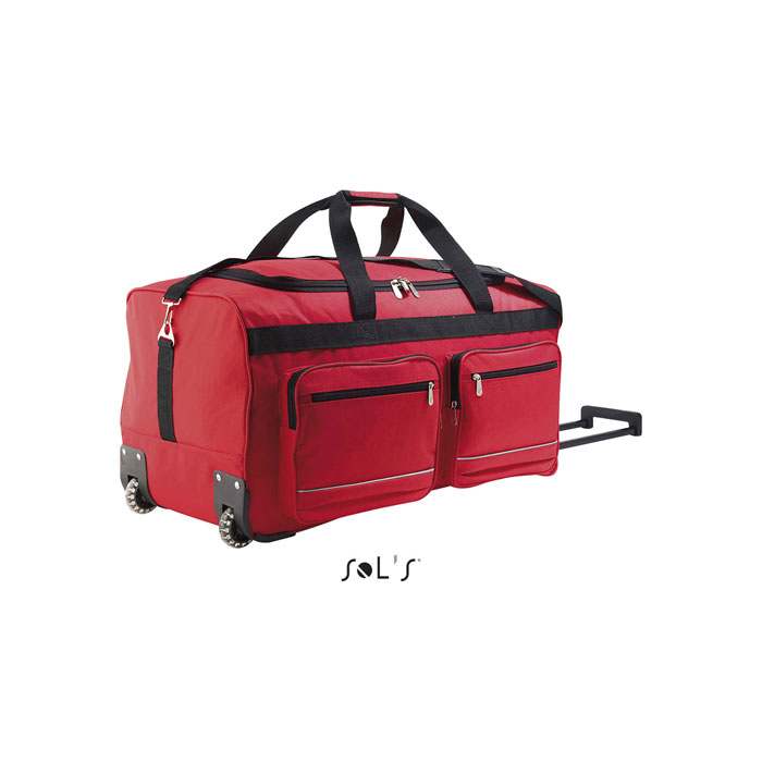 VOYAGER 600D polyester travel bag with wheels and concealed trolley handle, with your logo