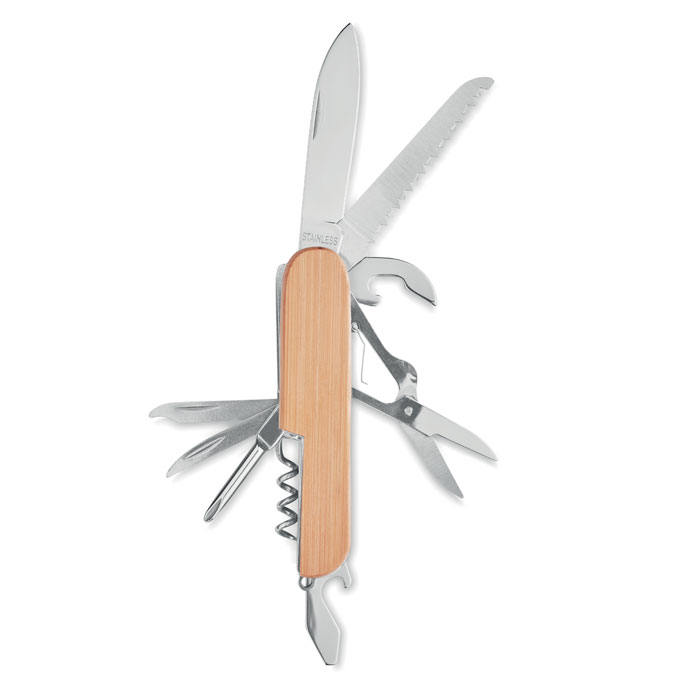 Multi-function pocket knife LUCY LUX with bamboo cover and your logo