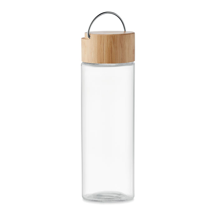 Stikla pudele AMELAND 500 ml ar bambusa vāku un jūsu logo