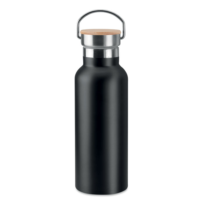 HELSINKI 500 ml vacuum flask with bamboo lid and carry handle, with your logo