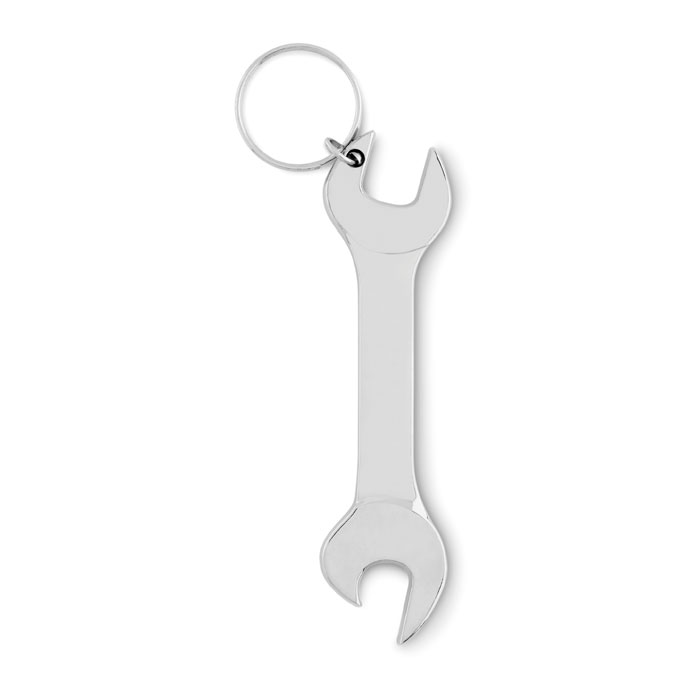 Wrench-shaped bottle opener keyring WRENCHY, metal, with your logo