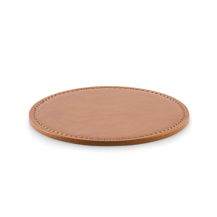 Round PU coaster POSA, flat and light, with your logo
