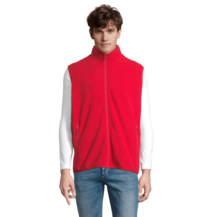 Unisex mikroflīsa veste FACTOR BW no pārstrādāta poliestera ar jūsu logo