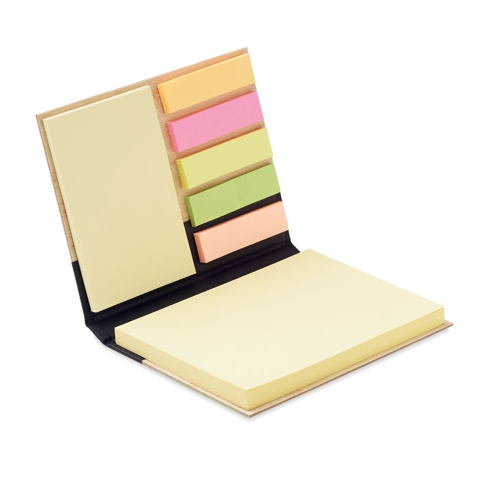 Bamboo sticky note memo pad VISIONBAM, 3-piece set with your logo