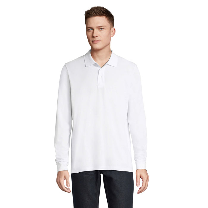 Unisex polo krekls PRIME LSL ar garām piedurknēm no poliestera un kokvilnas ar jūsu apdruku