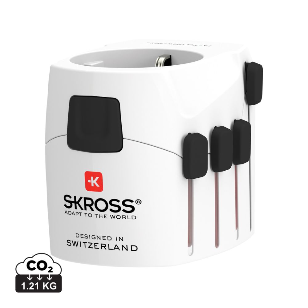 SKROSS Pro 3-Pole World Travel Adapter for laptops and hairdryers with your logo