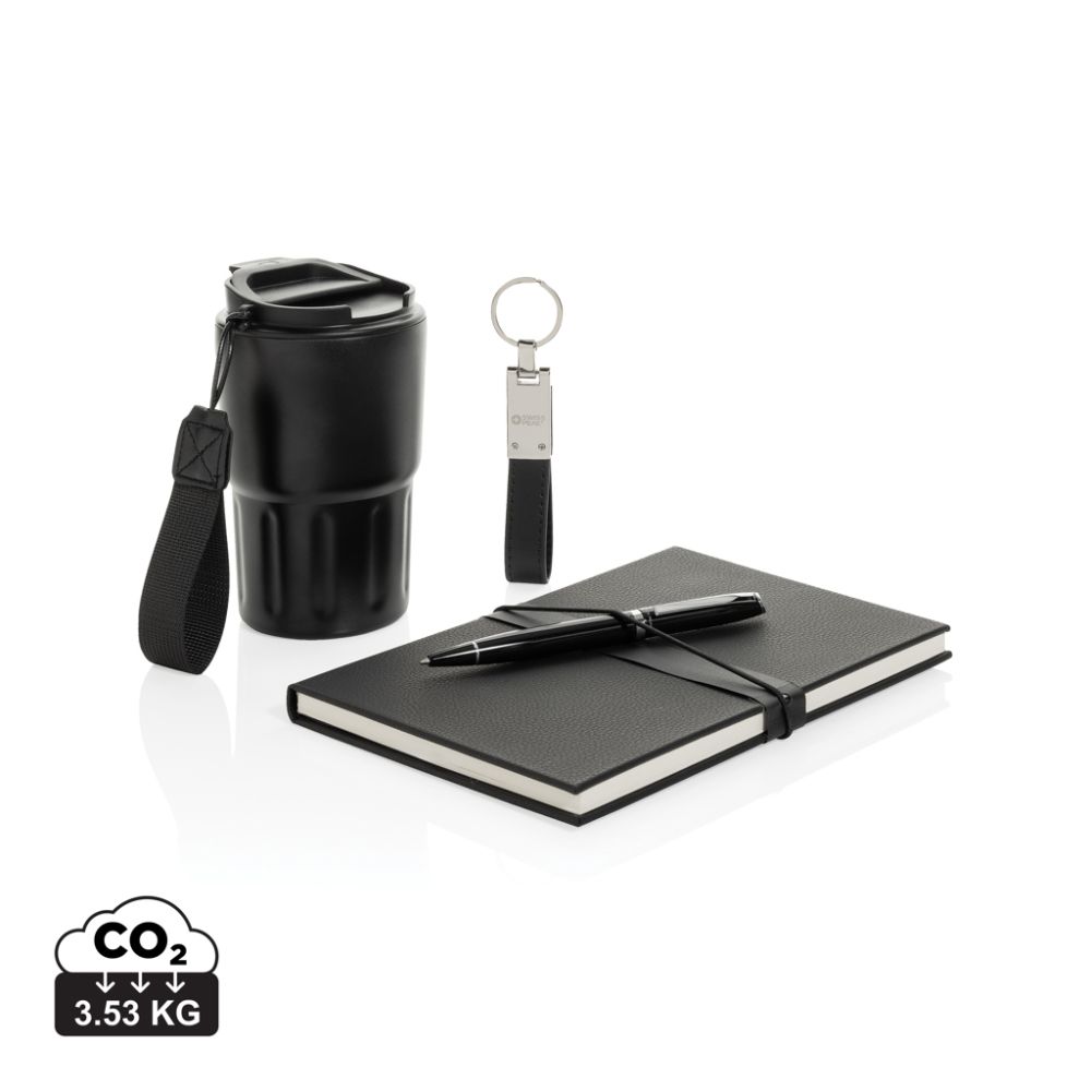 Business gift set Swiss Peak with vacuum tumbler, pen and notebook, with your logo