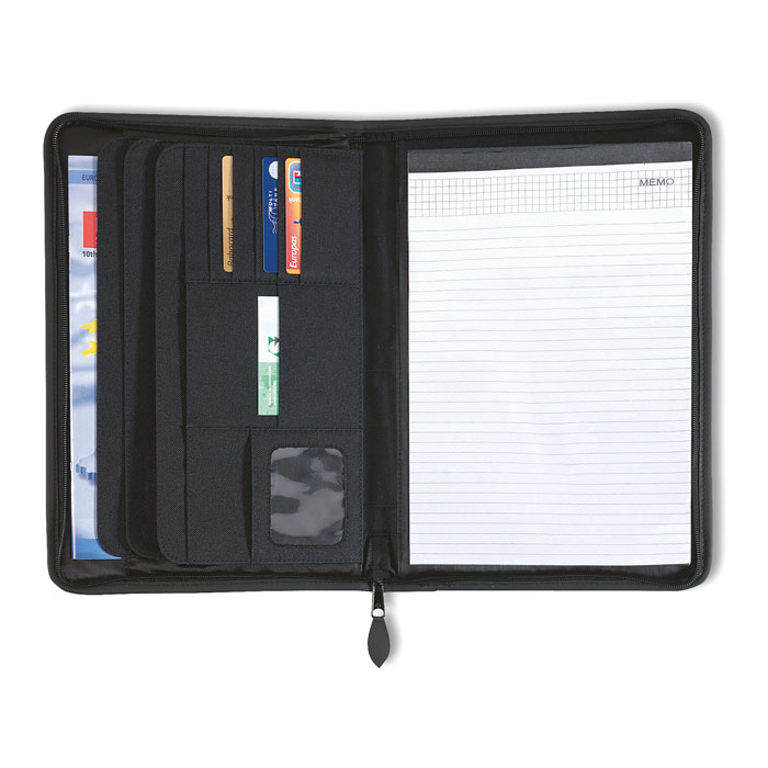 PRIME A4 conference folder with zip and notepad, with your logo