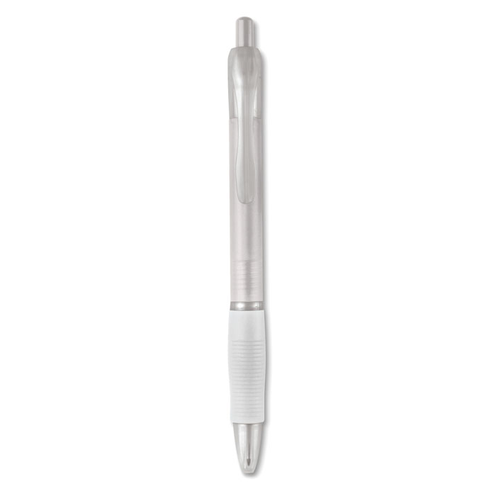 Push button ball pen MANORS with rubber grip and black ink, with your logo