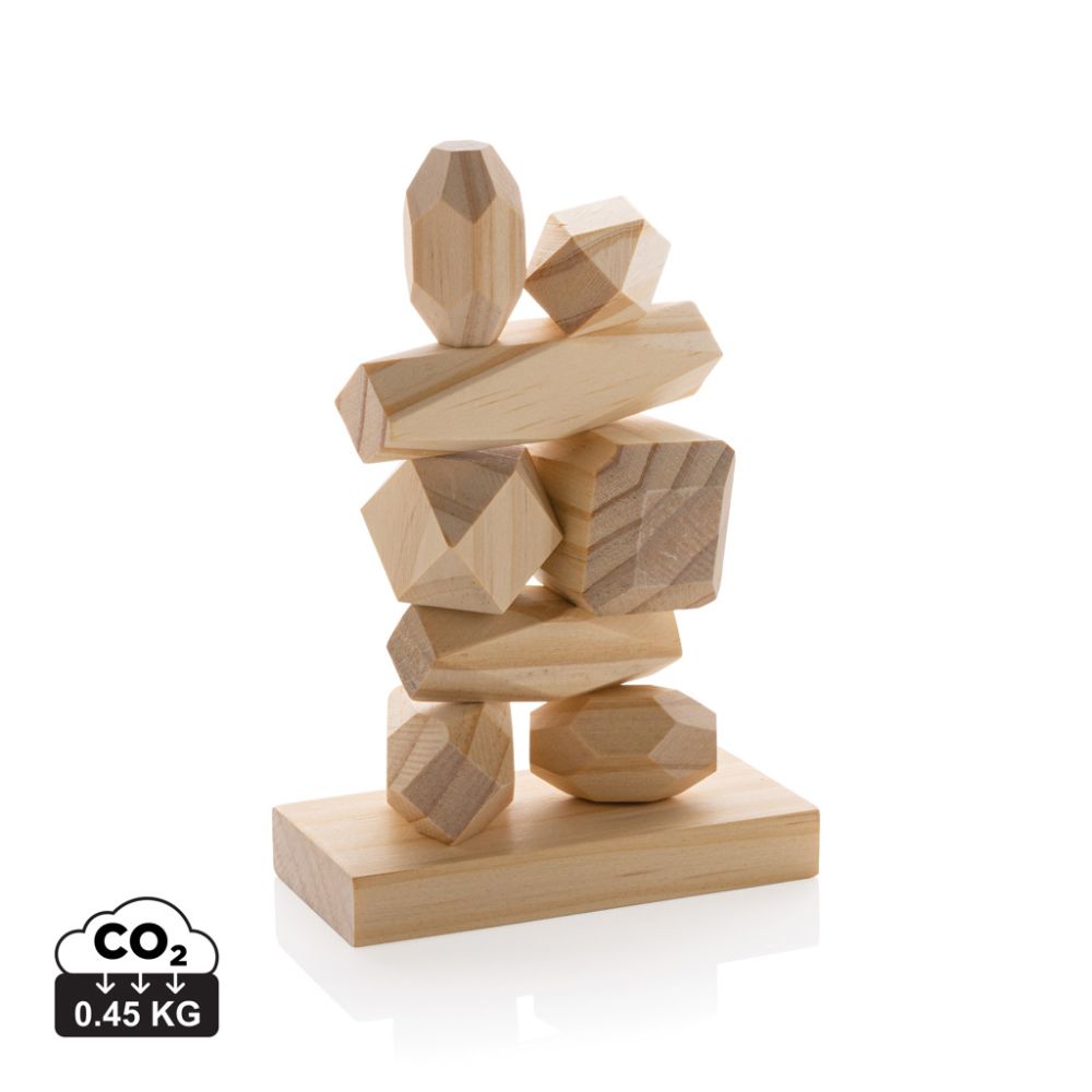 Wooden balancing rocks Ukiyo Crios in FSC® pine with your logo