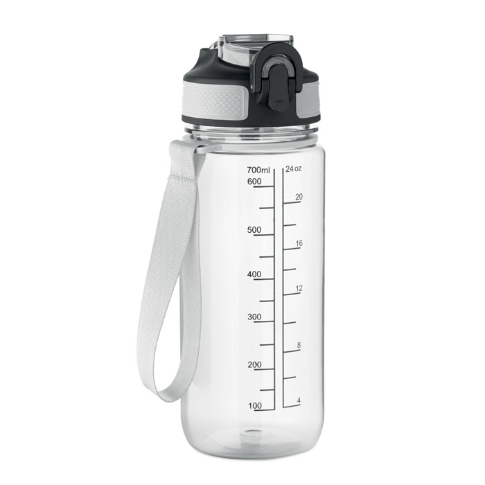 Sports water bottle ENKEL 700 ml in RPET with integrated straw and your logo